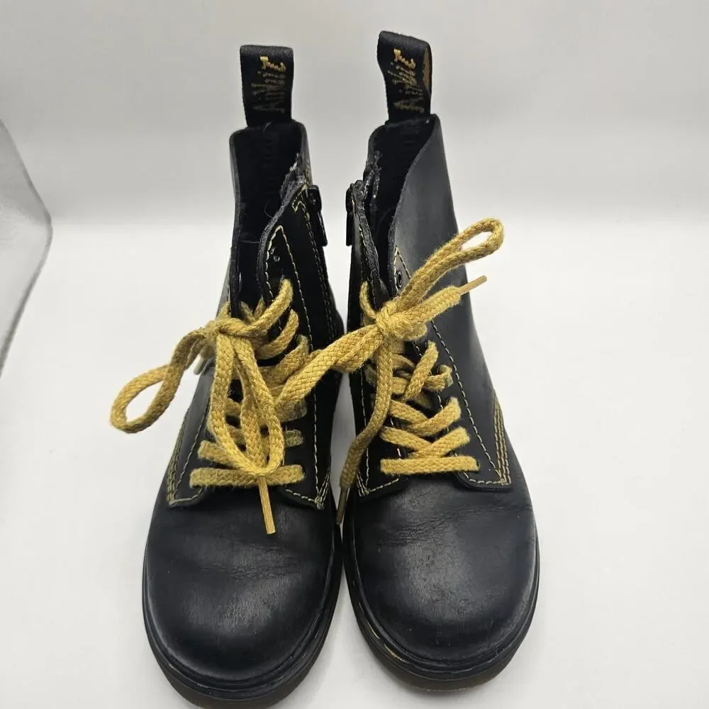 Dr. Doc Martens Kids 1460 Pascal T Black Combat Boots Grunge Alt Punk Size US 10
